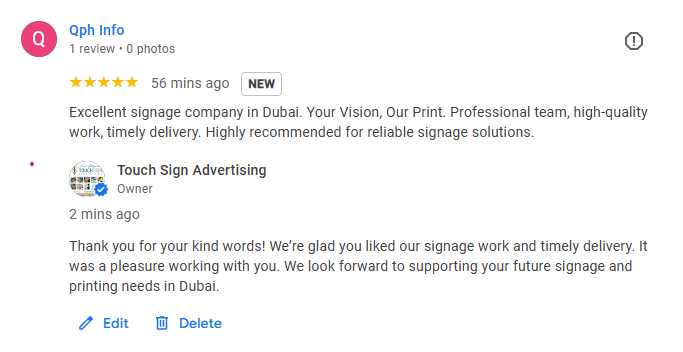 google business review for touch sign