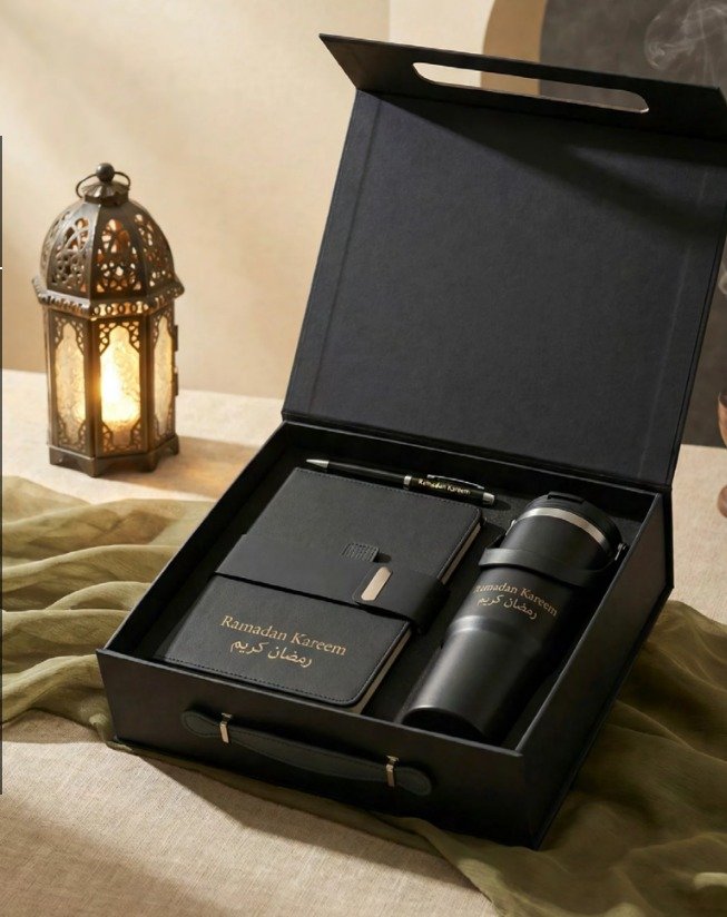 Premium corporate gift sets with logo branding for a Dubai corporate office by touch sign